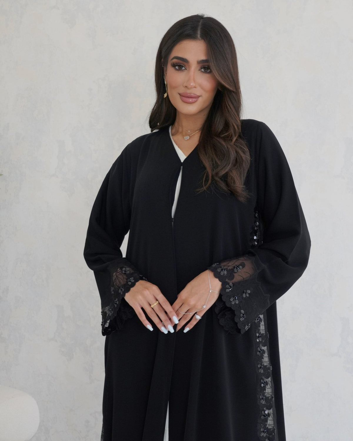 R123 Black dantel Abaya Set Abaya for Women UAE – Abaya – Rutba Fashion Abaya