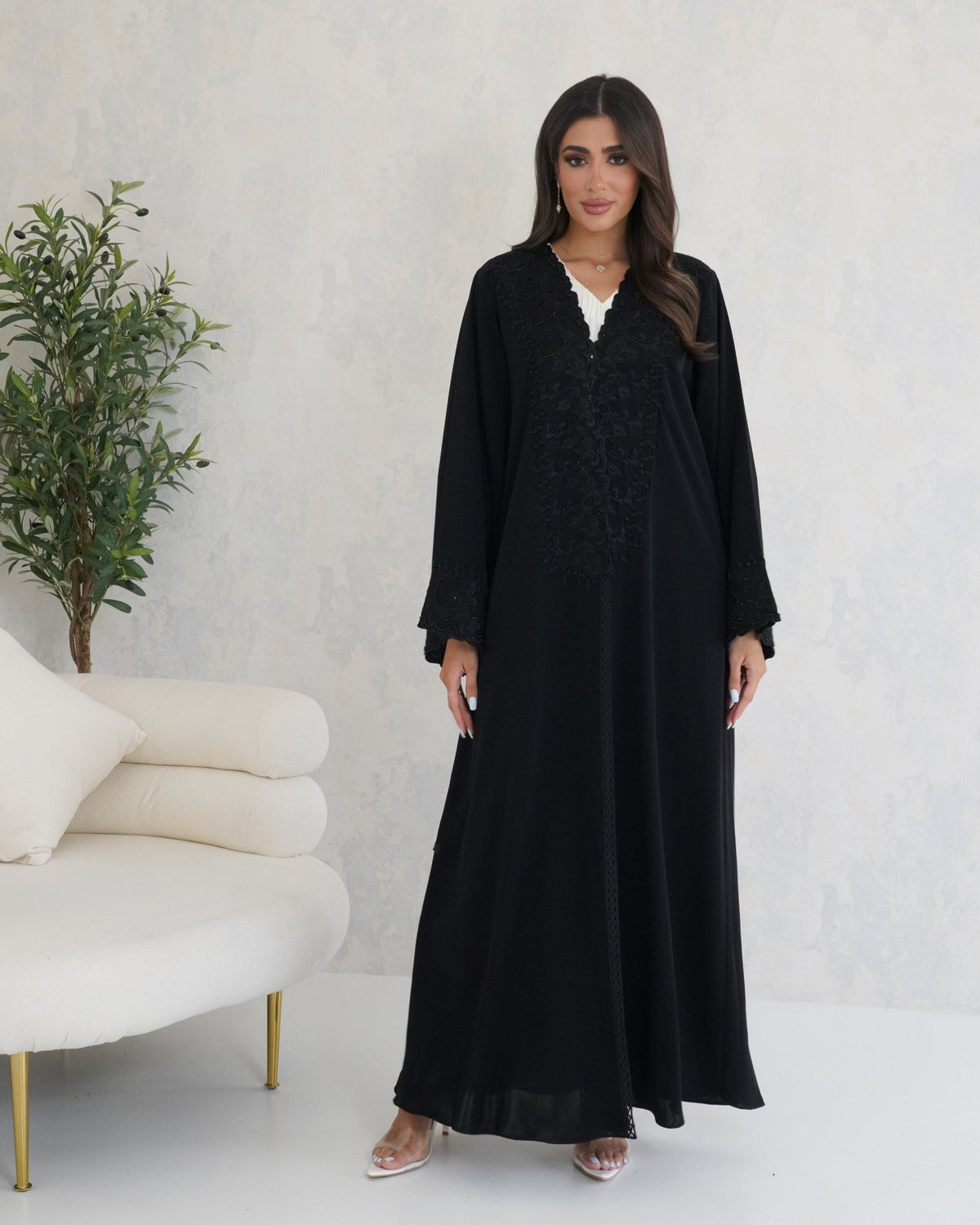 R124 Black Abaya Set Abaya for Women UAE – Abaya – Rutba Fashion Abaya