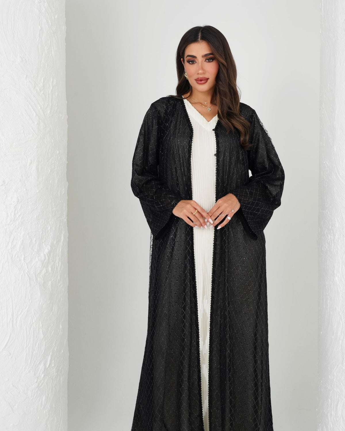 R131 Black Glaring Abaya Set Abaya for Women UAE – Abaya – Rutba Fashion Abaya