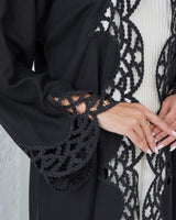 R141 Black Dantel Abaya Set Abaya for Women UAE – Abaya – Rutba Fashion Abaya