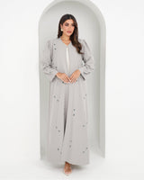 R143 Grey Summer Abaya Set Abaya for Women UAE – Abaya – Rutba Fashion Abaya