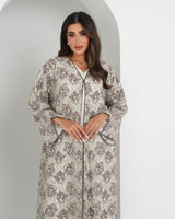 R152 Summer Beige Dantel Abaya Set Abaya for Women UAE – Abaya – Rutba Fashion Abaya