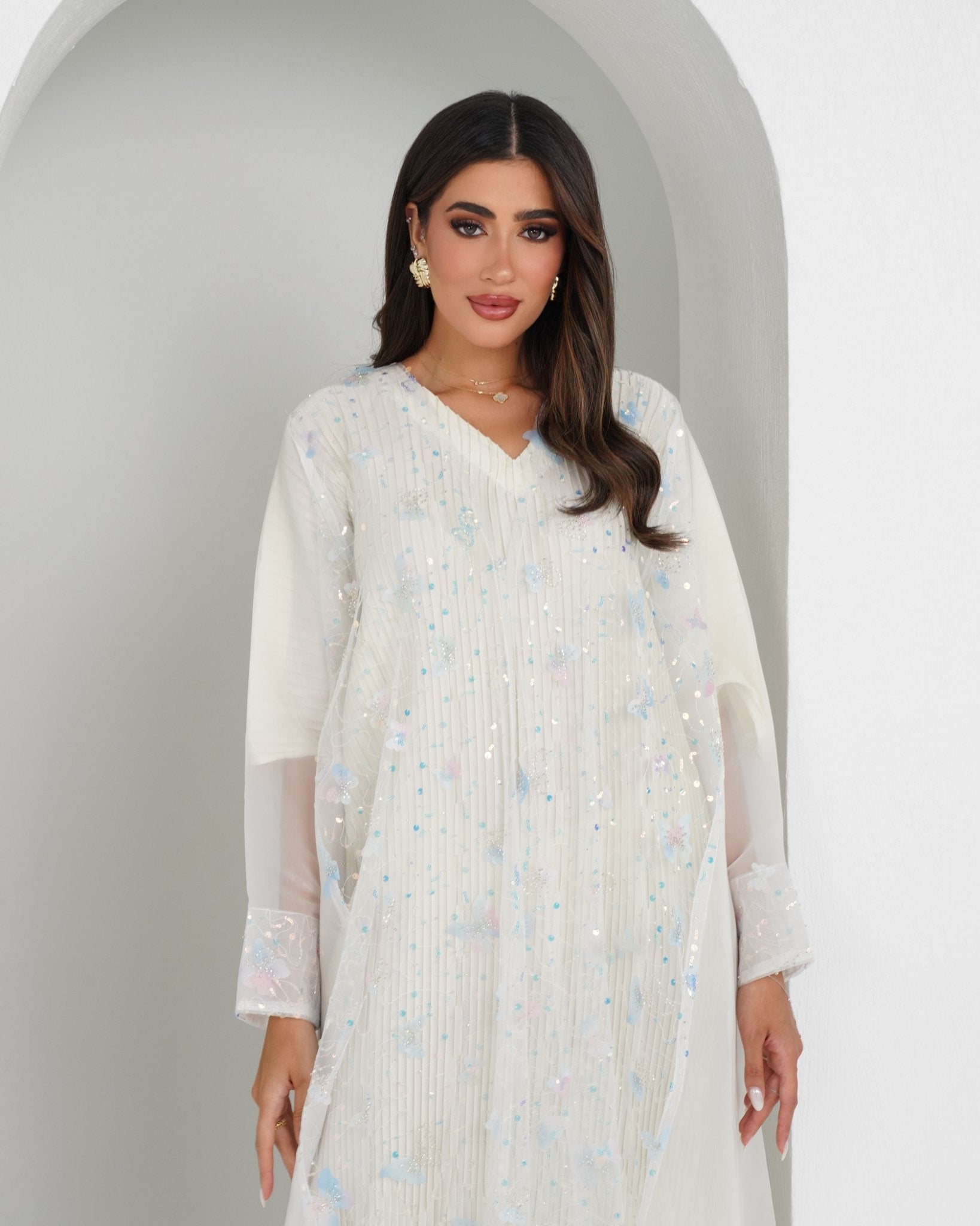 R155 White princess party Abaya Set Abaya for Women UAE – Abaya – Rutba Fashion Abaya