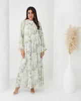 R166 Flower leaf printed summer wear Abaya Set Abaya for Women UAE – Abaya – Rutba Fashion Abaya