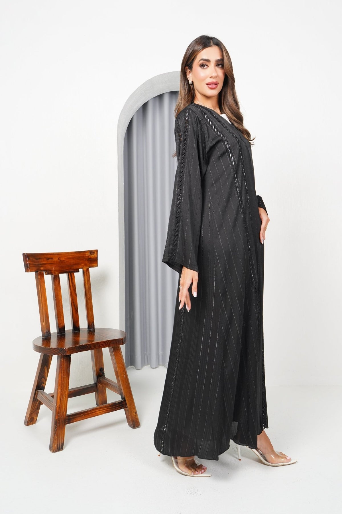 R197 Black Classic Abaya Set Abaya for Women UAE – Abaya – Rutba Fashion Abaya
