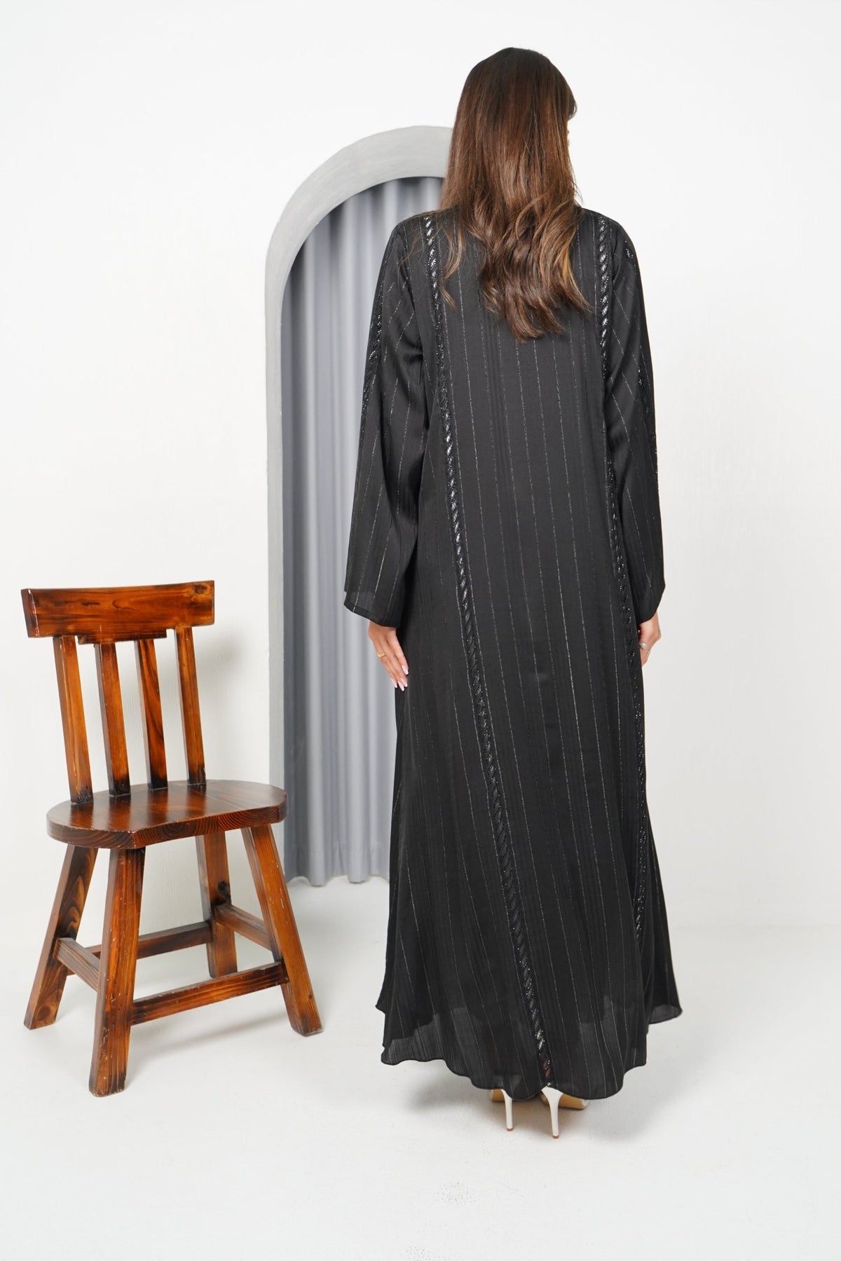 R197 Black Classic Abaya Set Abaya for Women UAE – Abaya – Rutba Fashion Abaya
