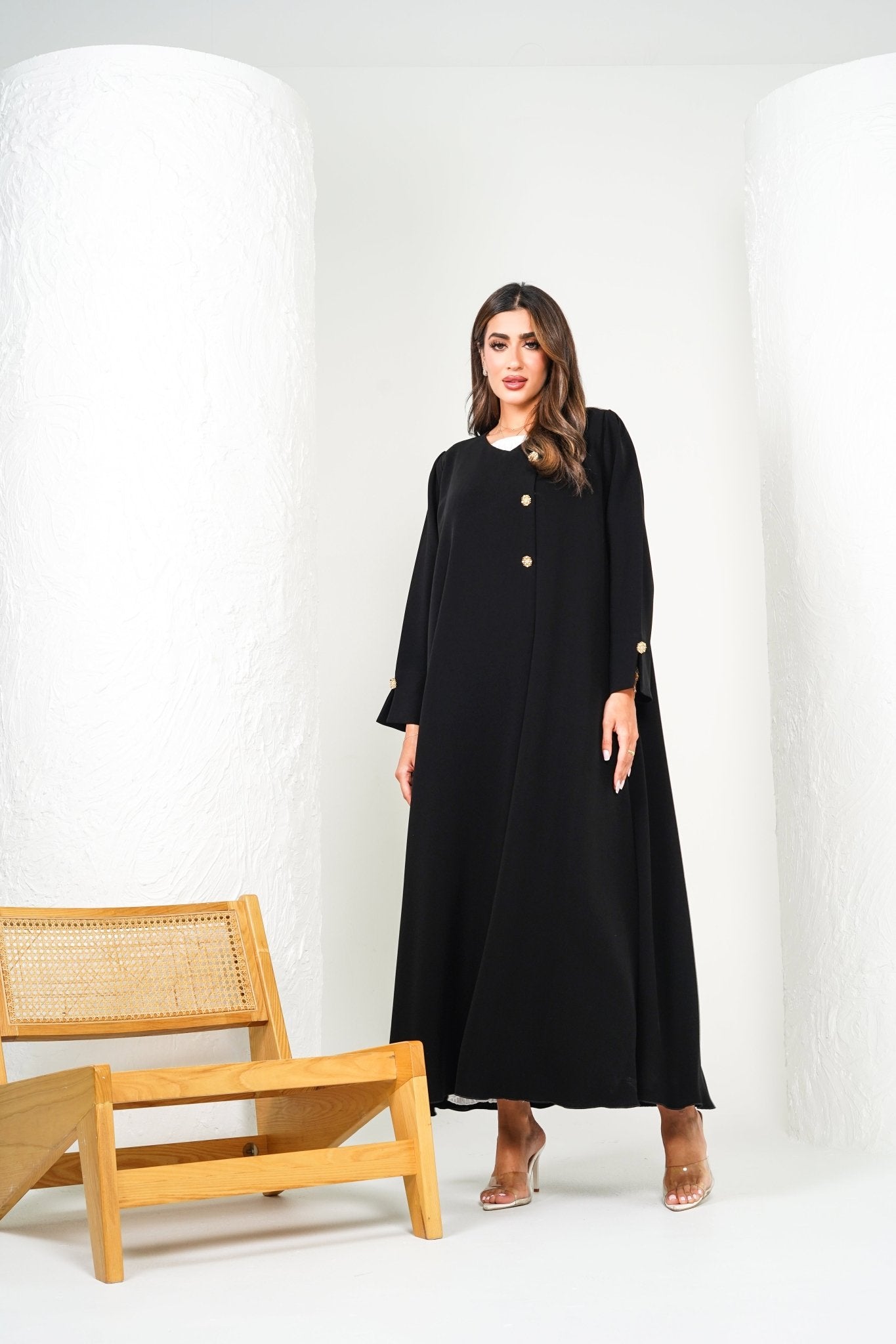 R205 Black Classic Abaya Set Abaya for Women UAE – Abaya – Rutba Fashion Abaya