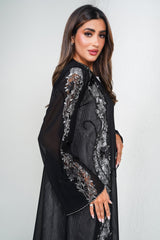 R208 Black Classic Abaya Set Abaya for Women UAE – Abaya – Rutba Fashion Abaya