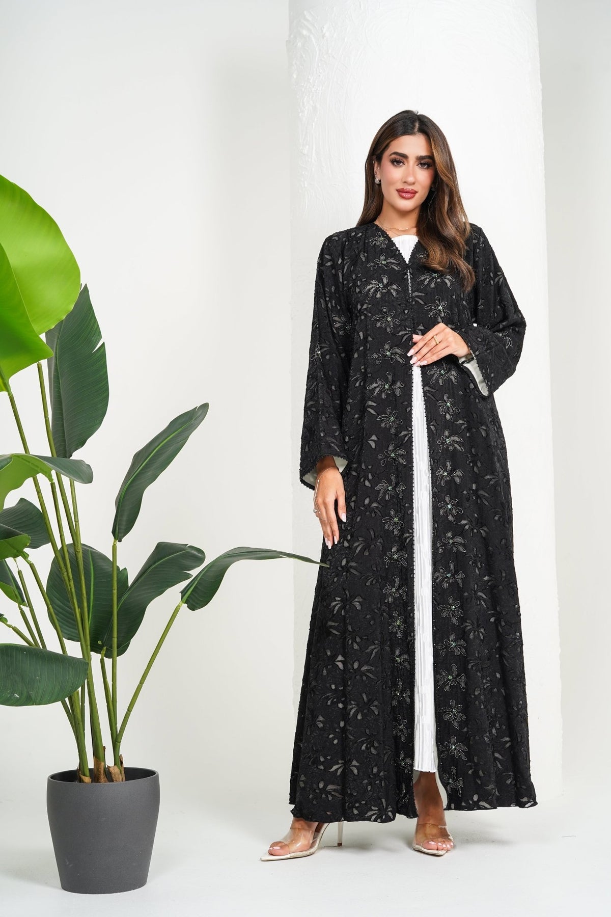 R210 Black Classic Abaya Set Abaya for Women UAE – Abaya – Rutba Fashion Abaya