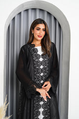 R217 Black Classic Dantil Abaya Set Abaya for Women UAE – Abaya – Rutba Fashion Abaya