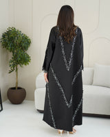 R239 Bridal Satan Black Eid Collection Abaya Abaya for Women UAE – Abaya – Rutba Fashion Abaya