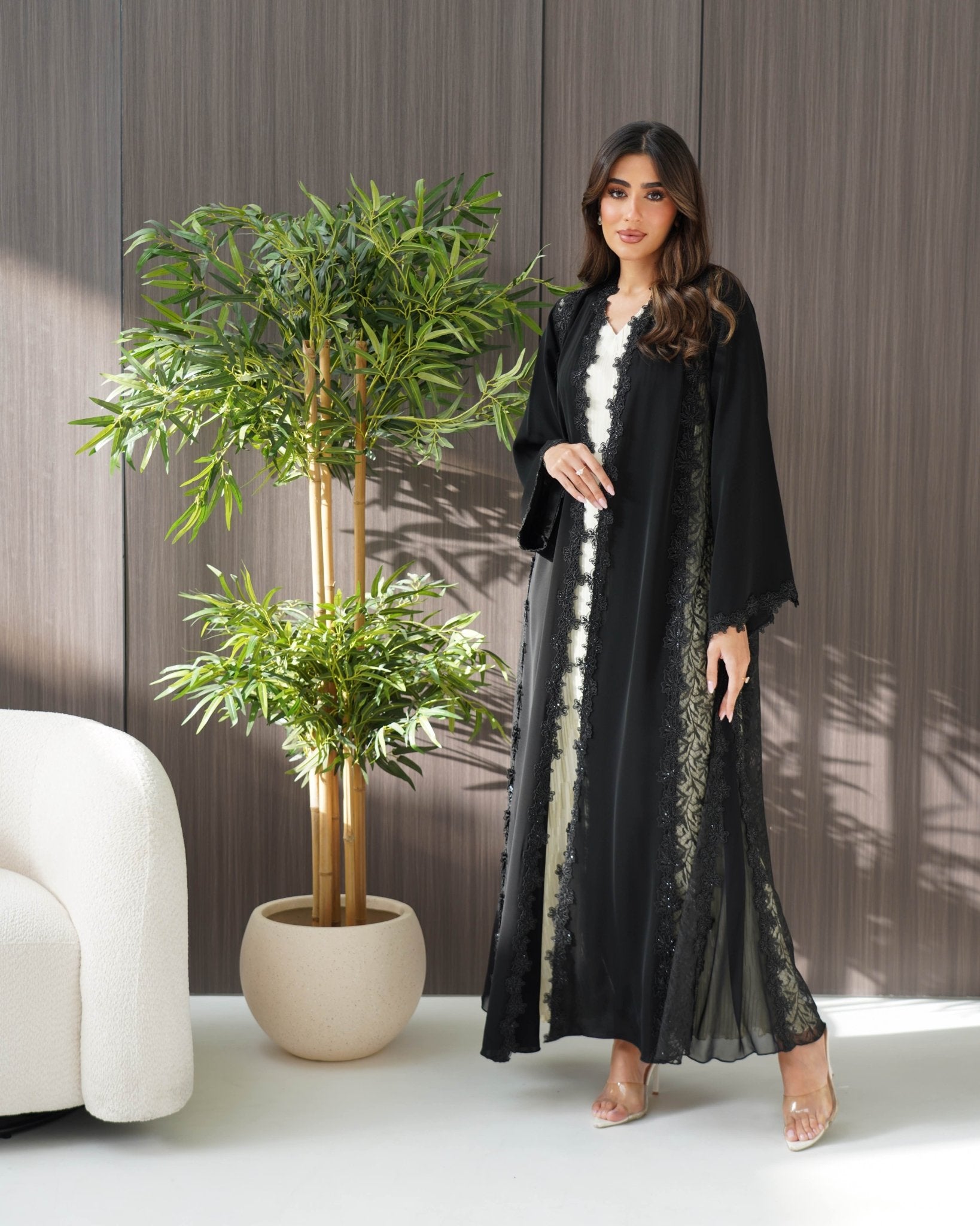 R243 Cutting Model Black Abaya for Eid Collection Abaya for Women UAE – Abaya – Rutba Fashion Abaya