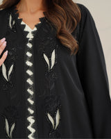R248 Lazar Flower Design Black Abaya for Eid Collection Abaya for Women UAE – Abaya – Rutba Fashion Abaya