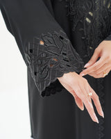 R255 Lazar cut Flower Dantel Black Abaya Abaya for Women UAE – Abaya – Rutba Fashion Abaya