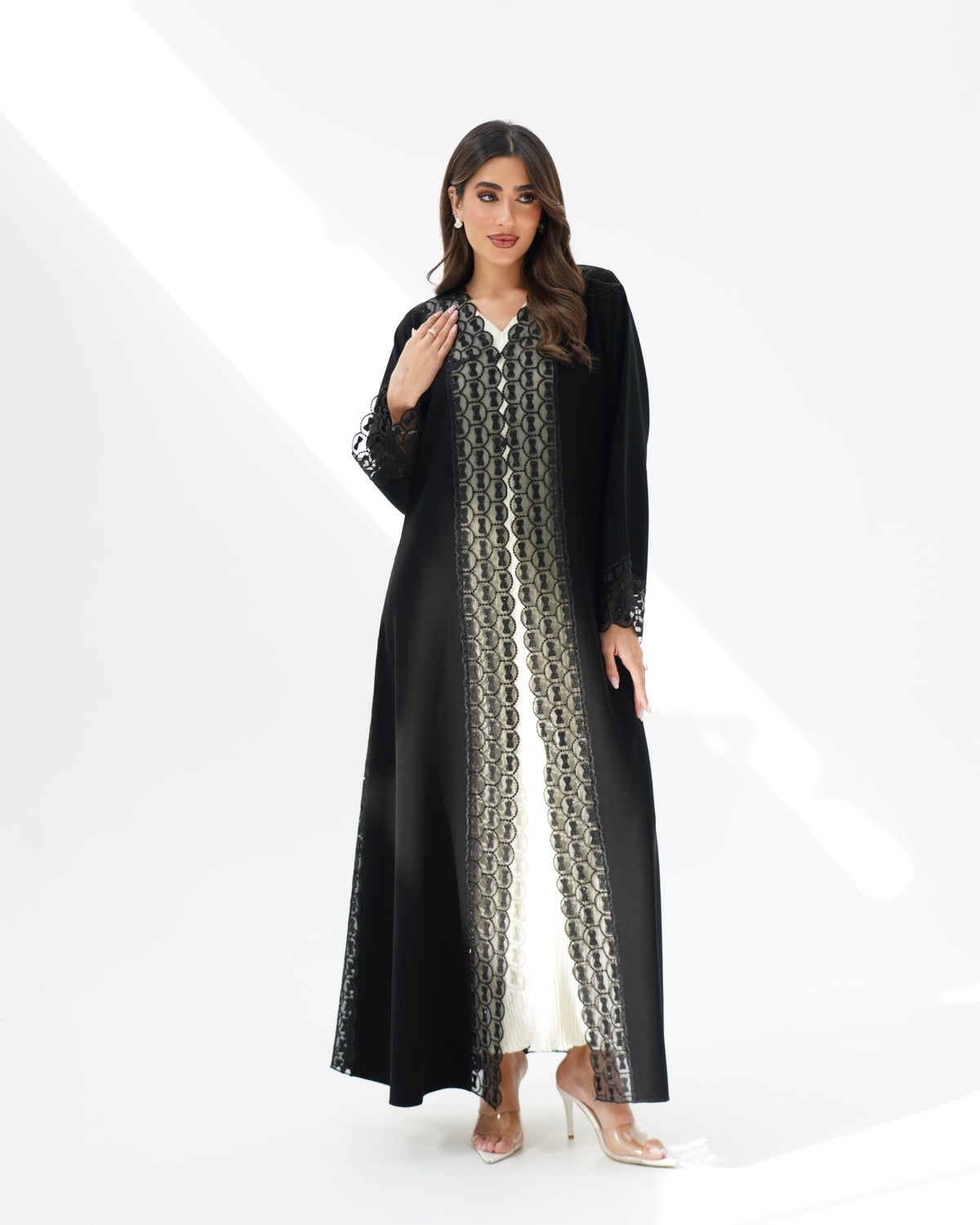R260 Black Elegant Dantel Abaya For Eid Abaya for Women UAE – Abaya – Rutba Fashion Abaya
