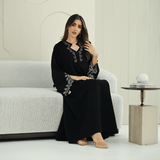 R265 Korean Barbie Abaya | Elegant Tarsiz & Bead Work Abaya Abaya for Women UAE – Abaya – Rutba Fashion Abaya