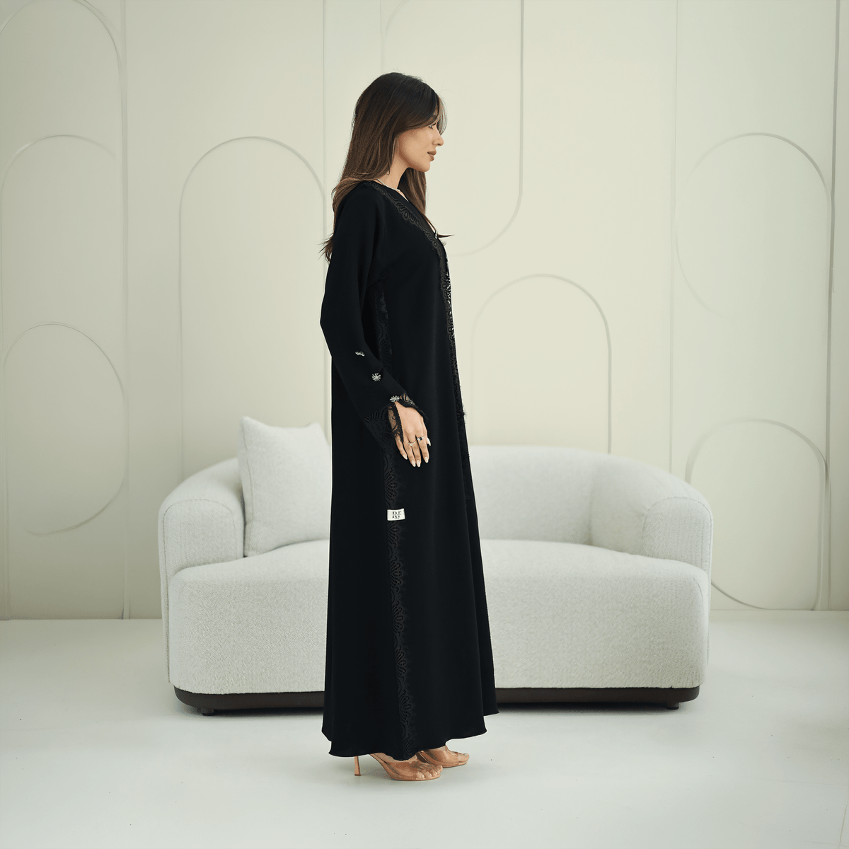 R267 3D Button & French Lace Elegant Abaya Abaya for Women UAE – Abaya – Rutba Fashion Abaya