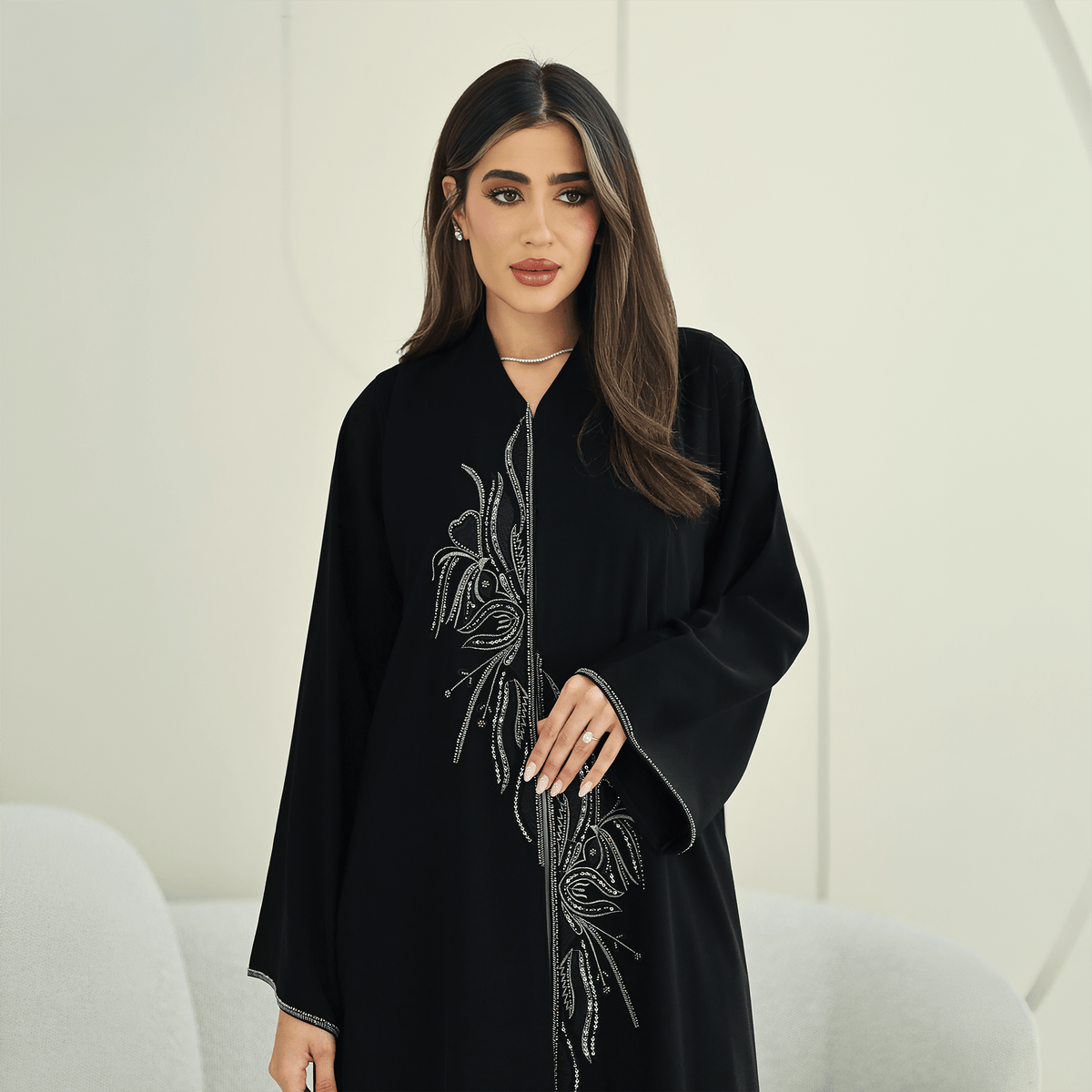R268 Zari Embroidery Handmade Abaya Abaya for Women UAE – Abaya – Rutba Fashion Abaya