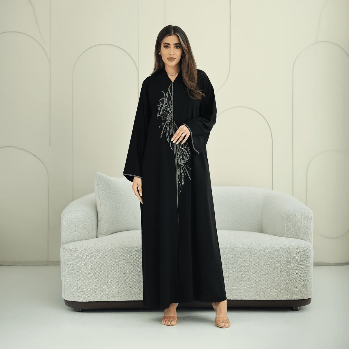 R268 Zari Embroidery Handmade Abaya Abaya for Women UAE – Abaya – Rutba Fashion Abaya