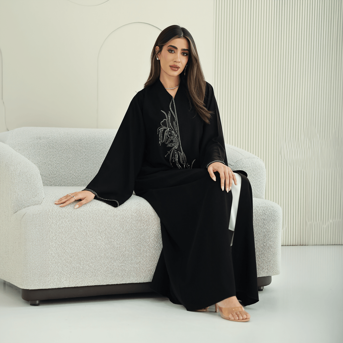 R268 Zari Embroidery Handmade Abaya Abaya for Women UAE – Abaya – Rutba Fashion Abaya