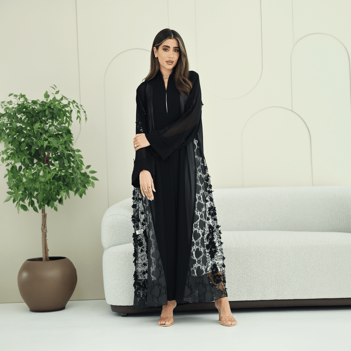 R270 5D Flower & Bead Work Elegant Abaya Abaya for Women UAE – Abaya – Rutba Fashion Abaya