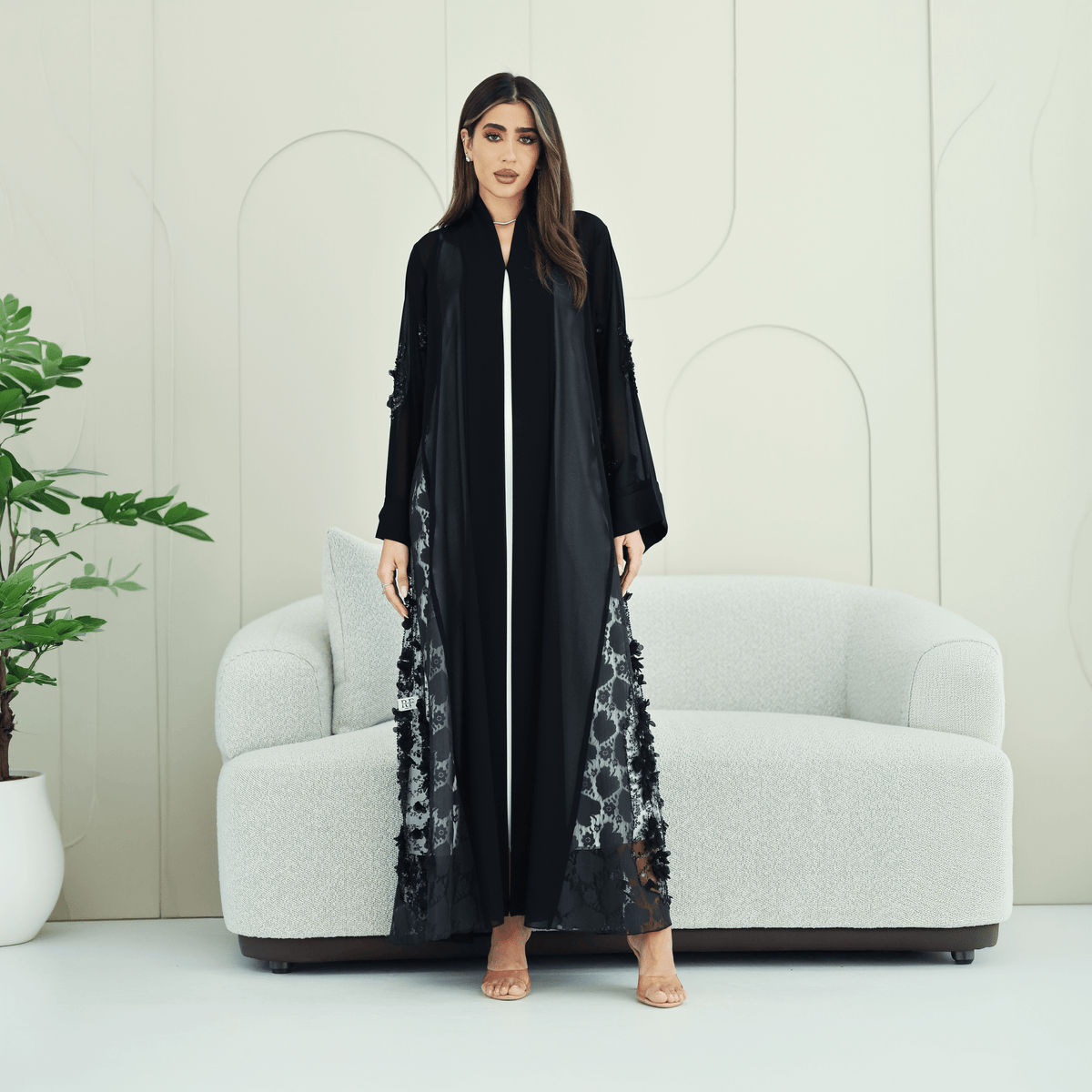R270 5D Flower & Bead Work Elegant Abaya Abaya for Women UAE – Abaya – Rutba Fashion Abaya