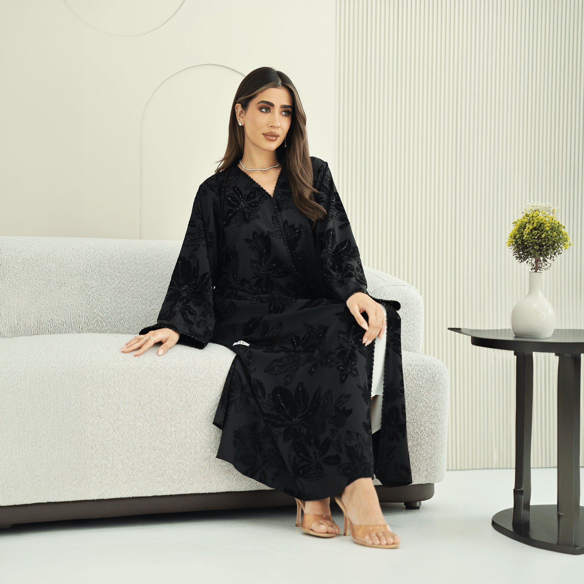 R271 Handmade Floral & Tilla Lace Luxury Abaya Abaya for Women UAE – Abaya – Rutba Fashion Abaya