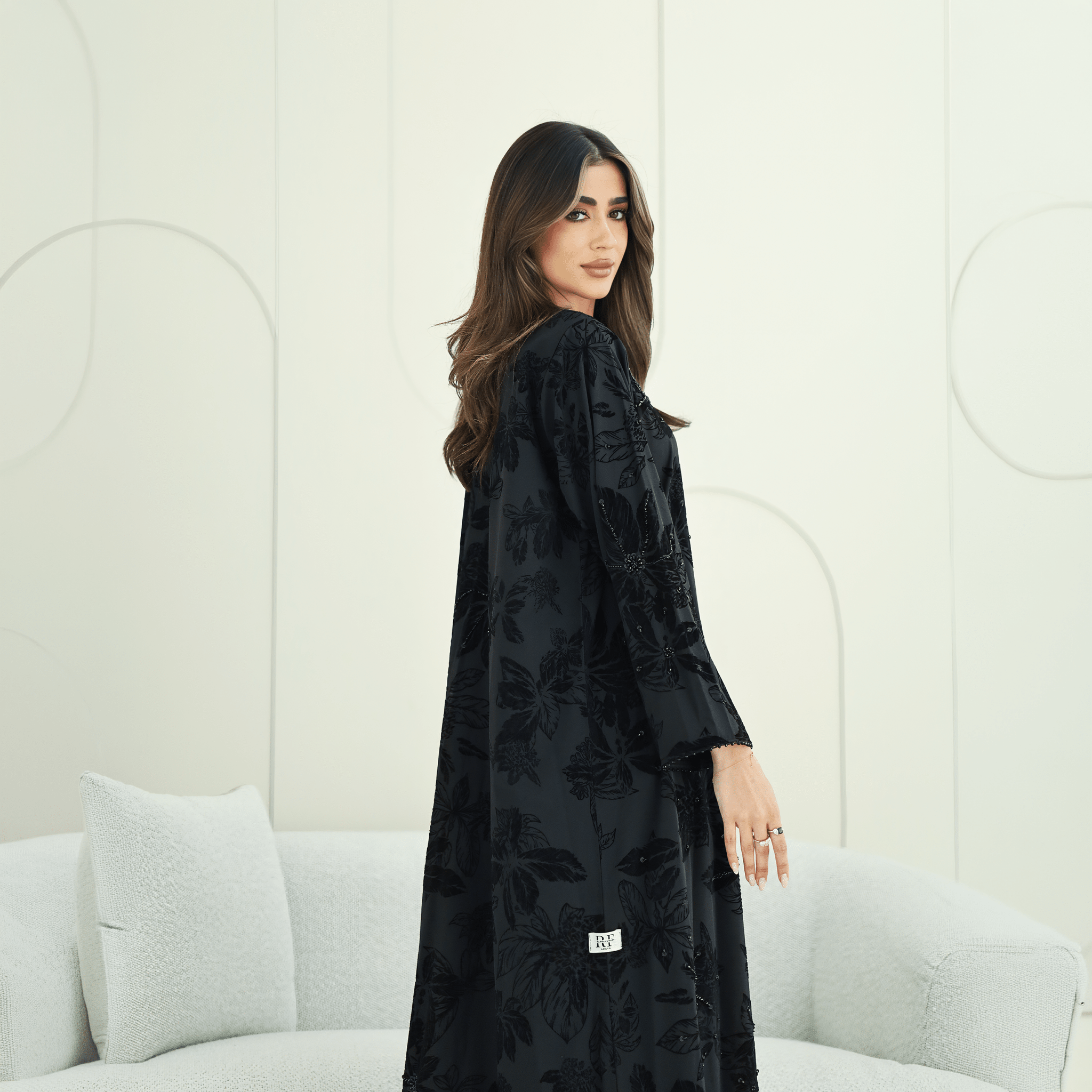 R271 Handmade Floral & Tilla Lace Luxury Abaya Abaya for Women UAE – Abaya – Rutba Fashion Abaya
