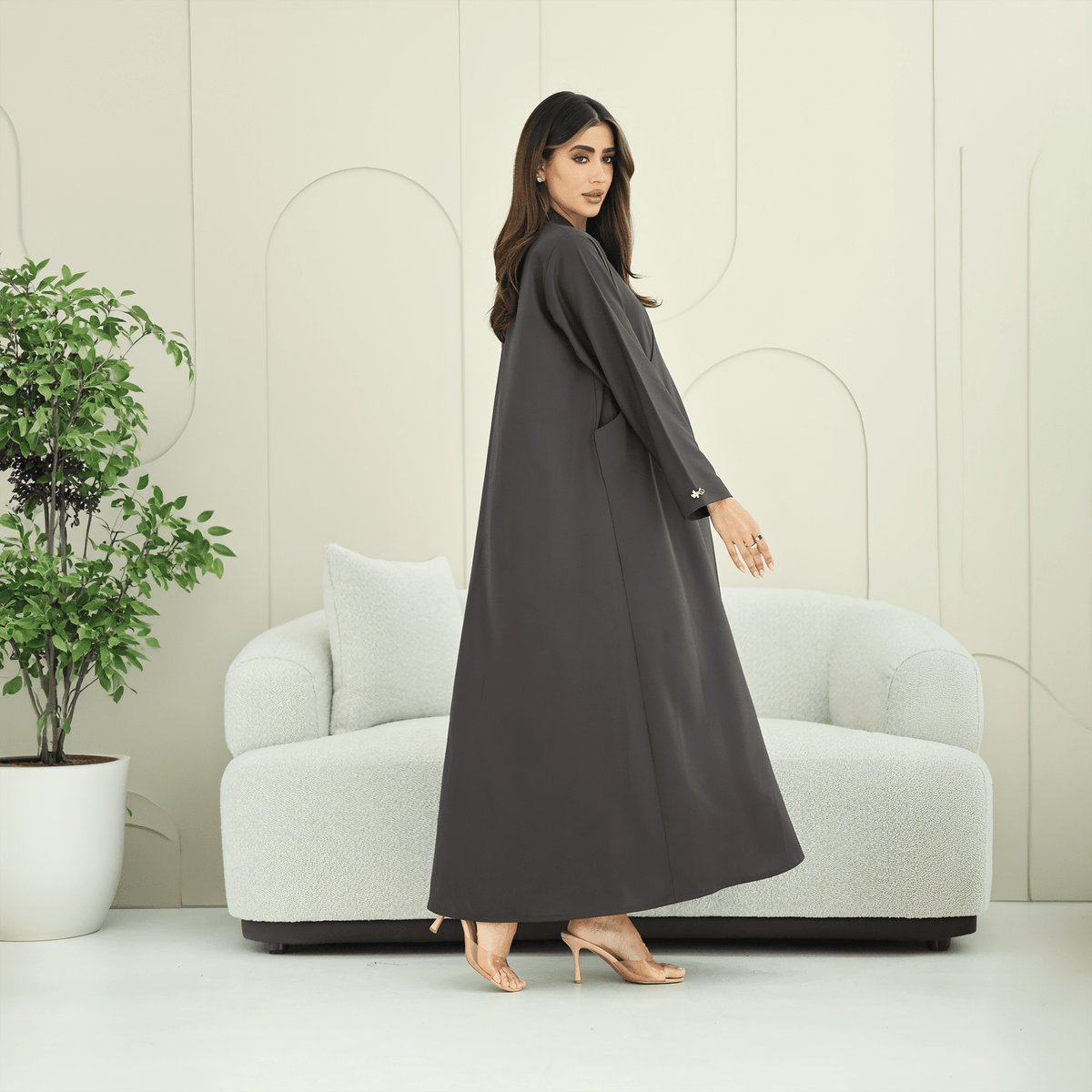 R272 Pocket Style with 5D Stone Button Detail Abaya for Women UAE – Abaya – Rutba Fashion Abaya