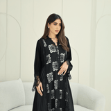 R273 Dantail Chiffon Abaya – Bead Work & Embroidered Design Abaya for Women UAE – Abaya – Rutba Fashion Abaya