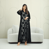 R273 Dantail Chiffon Abaya – Bead Work & Embroidered Design Abaya for Women UAE – Abaya – Rutba Fashion Abaya