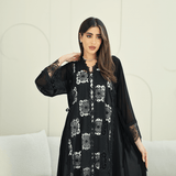 R273 Dantail Chiffon Abaya – Bead Work & Embroidered Design Abaya for Women UAE – Abaya – Rutba Fashion Abaya