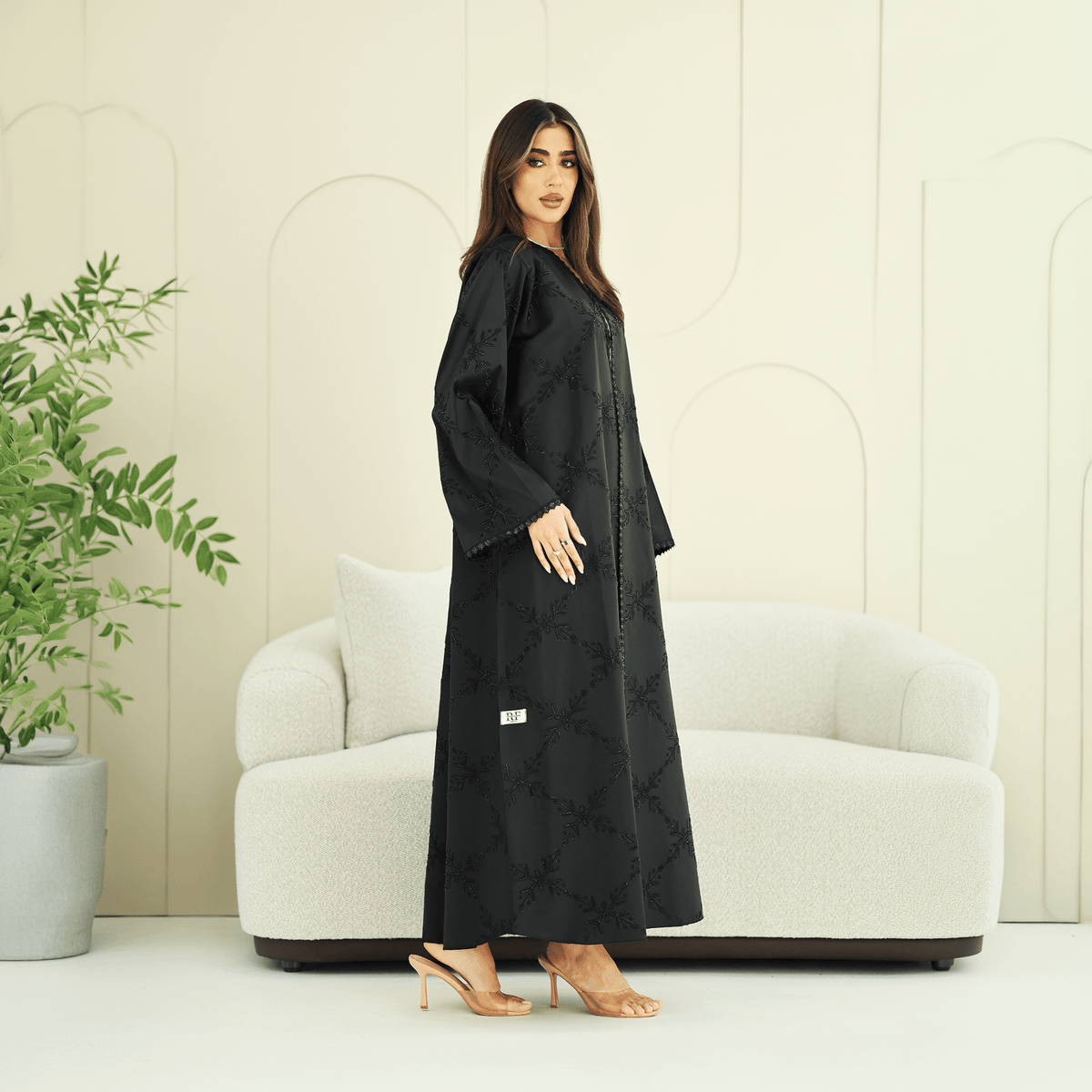 R277 | Luxury – Floral Embroidery Abaya Abaya for Women UAE – Abaya – Rutba Fashion Abaya
