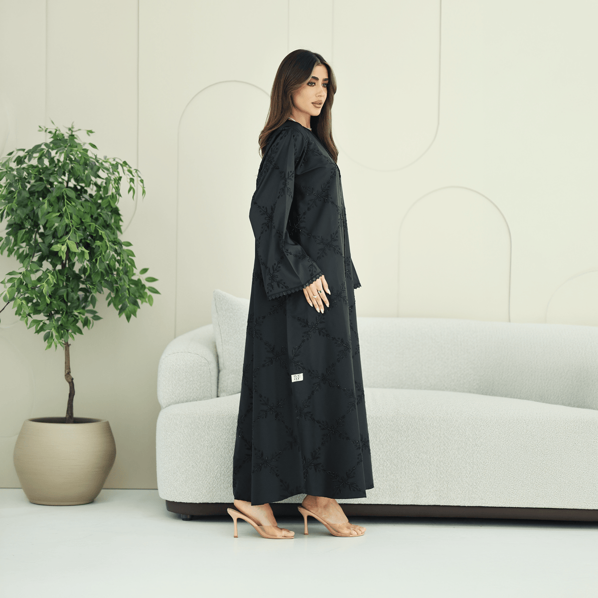 R277 | Luxury – Floral Embroidery Abaya Abaya for Women UAE – Abaya – Rutba Fashion Abaya