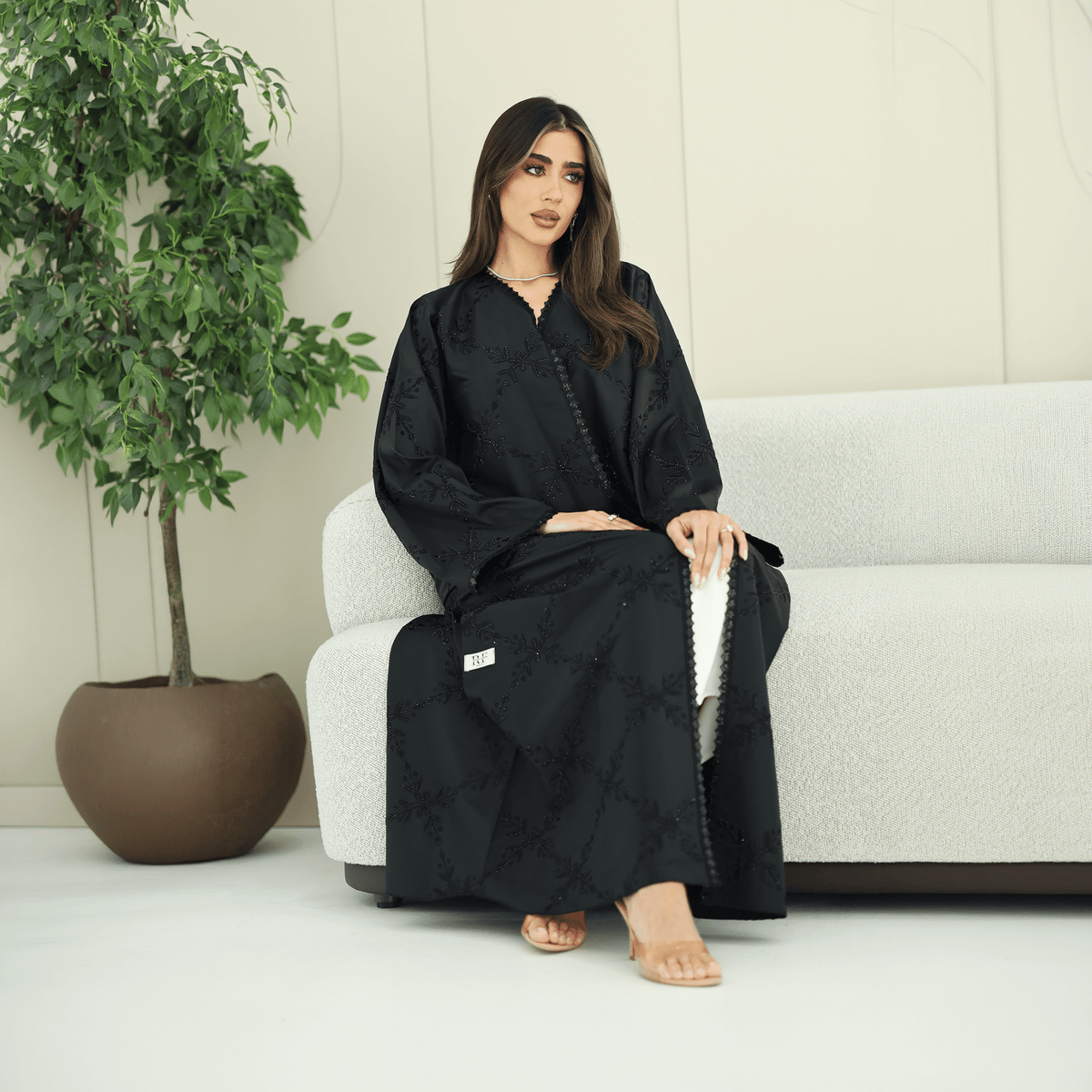 R277 | Luxury – Floral Embroidery Abaya Abaya for Women UAE – Abaya – Rutba Fashion Abaya