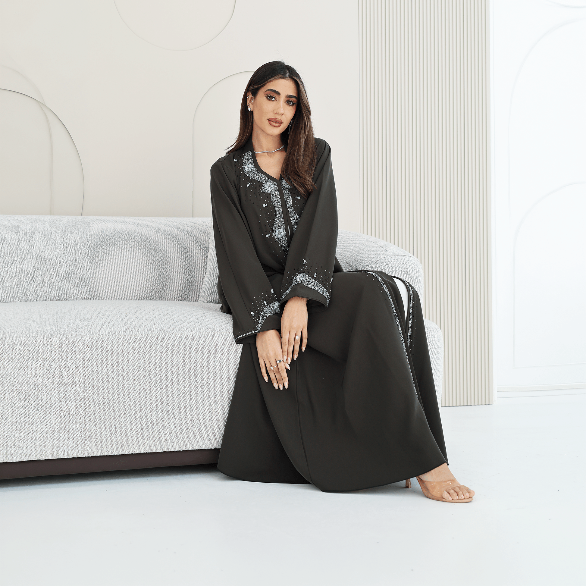 R278 Handmade Colorful Beads Work Abaya Abaya for Women UAE – Abaya – Rutba Fashion Abaya