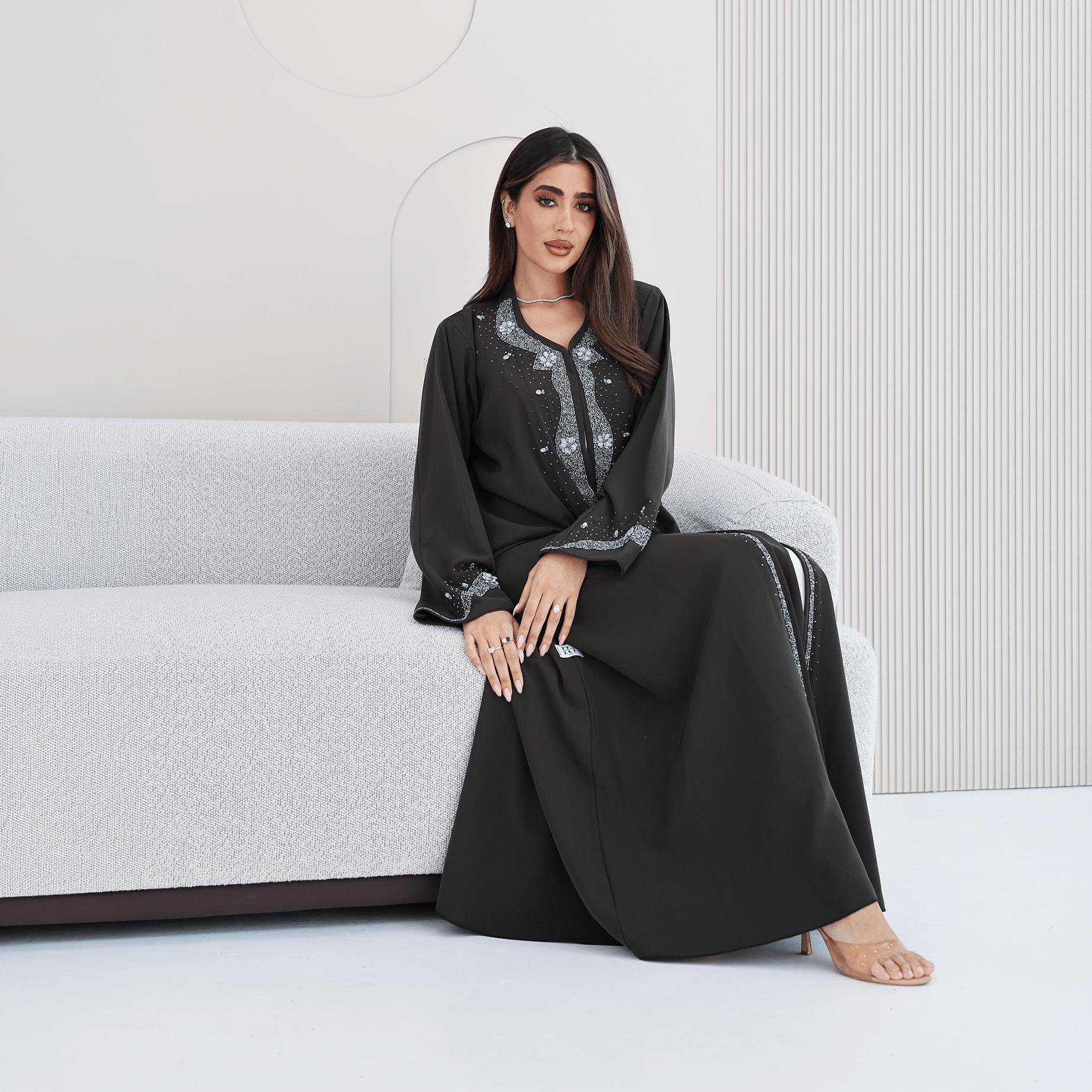 R278 Handmade Colorful Beads Work Abaya Abaya for Women UAE – Abaya – Rutba Fashion Abaya