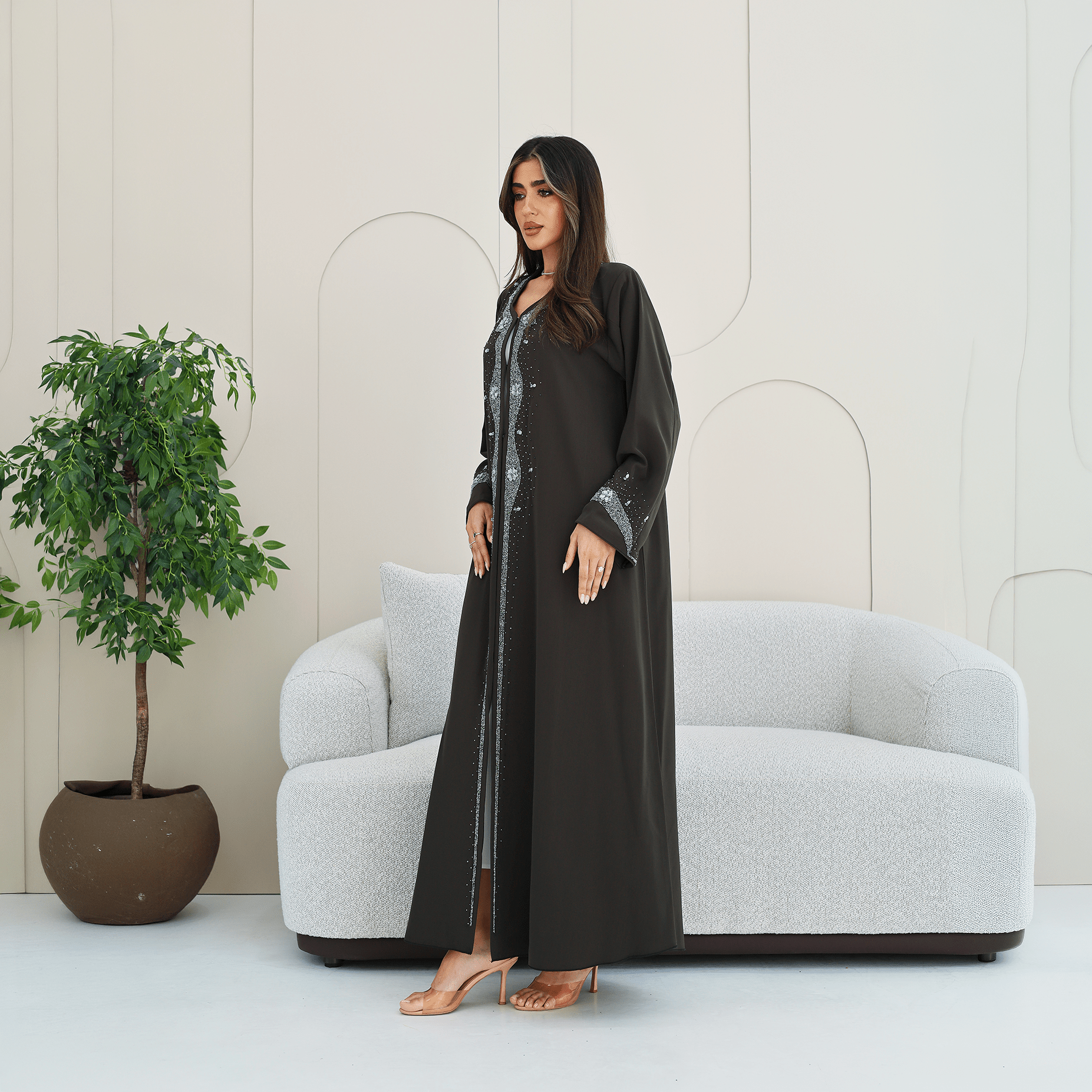 R278 Handmade Colorful Beads Work Abaya Abaya for Women UAE – Abaya – Rutba Fashion Abaya