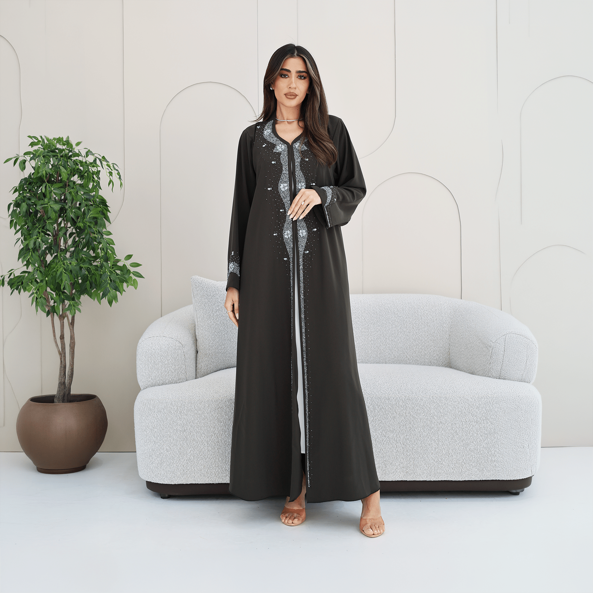 R278 Handmade Colorful Beads Work Abaya Abaya for Women UAE – Abaya – Rutba Fashion Abaya