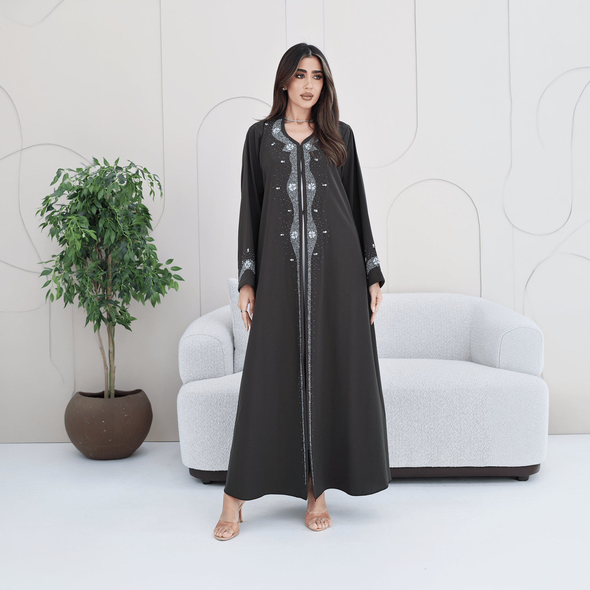 R278 Handmade Colorful Beads Work Abaya Abaya for Women UAE – Abaya – Rutba Fashion Abaya