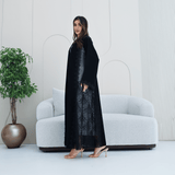 R281 | Elegant Lace & Dantel Abaya with Premium Handmade Beads Abaya for Women UAE – Abaya – Rutba Fashion Abaya