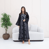R285 | Elegant Abaya – Flower Embroidery Lace with Handmade Beads Work Abaya for Women UAE – Abaya – Rutba Fashion Abaya
