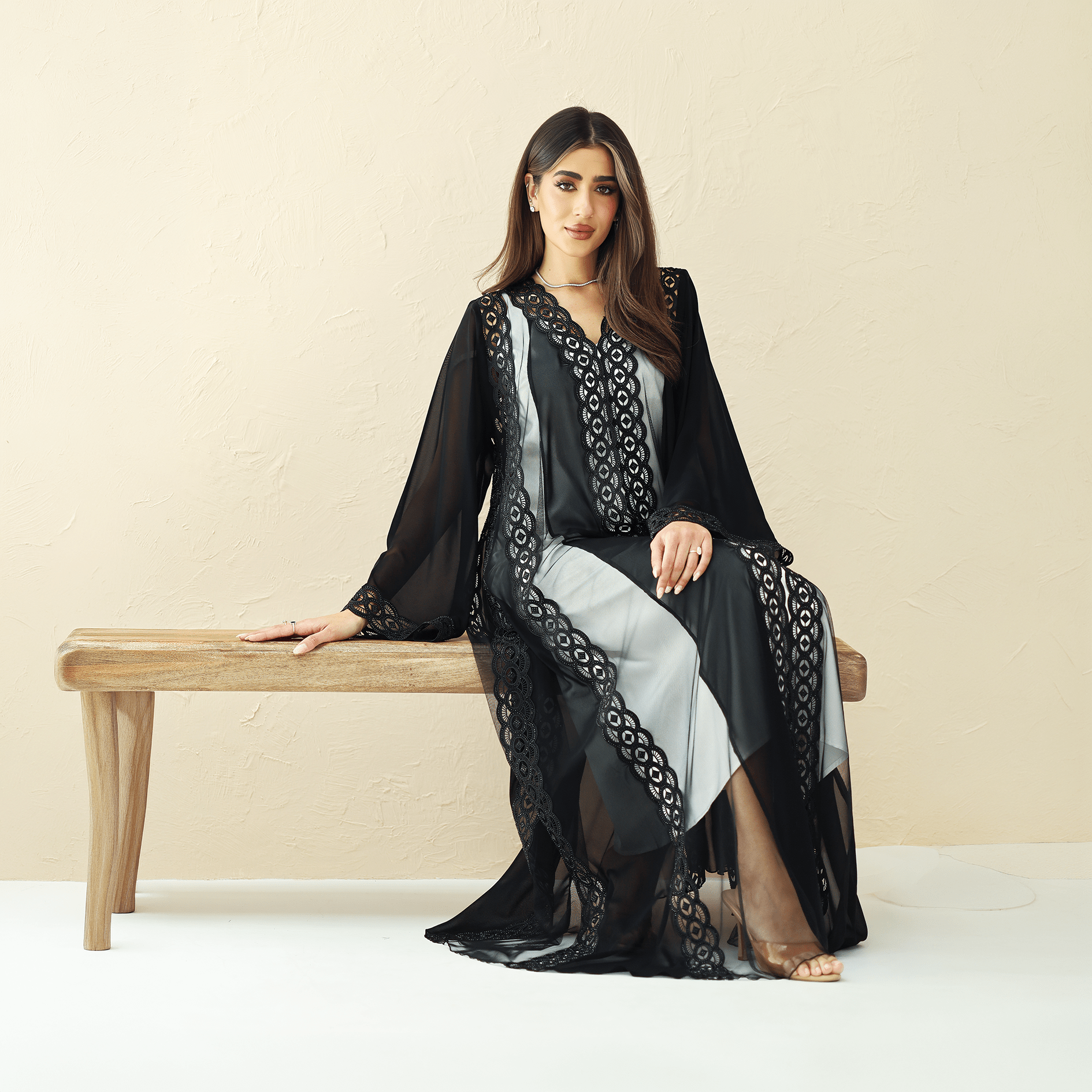 R286 | Stylish Korean Chiffon Party Abaya Abaya for Women UAE – Abaya – Rutba Fashion Abaya