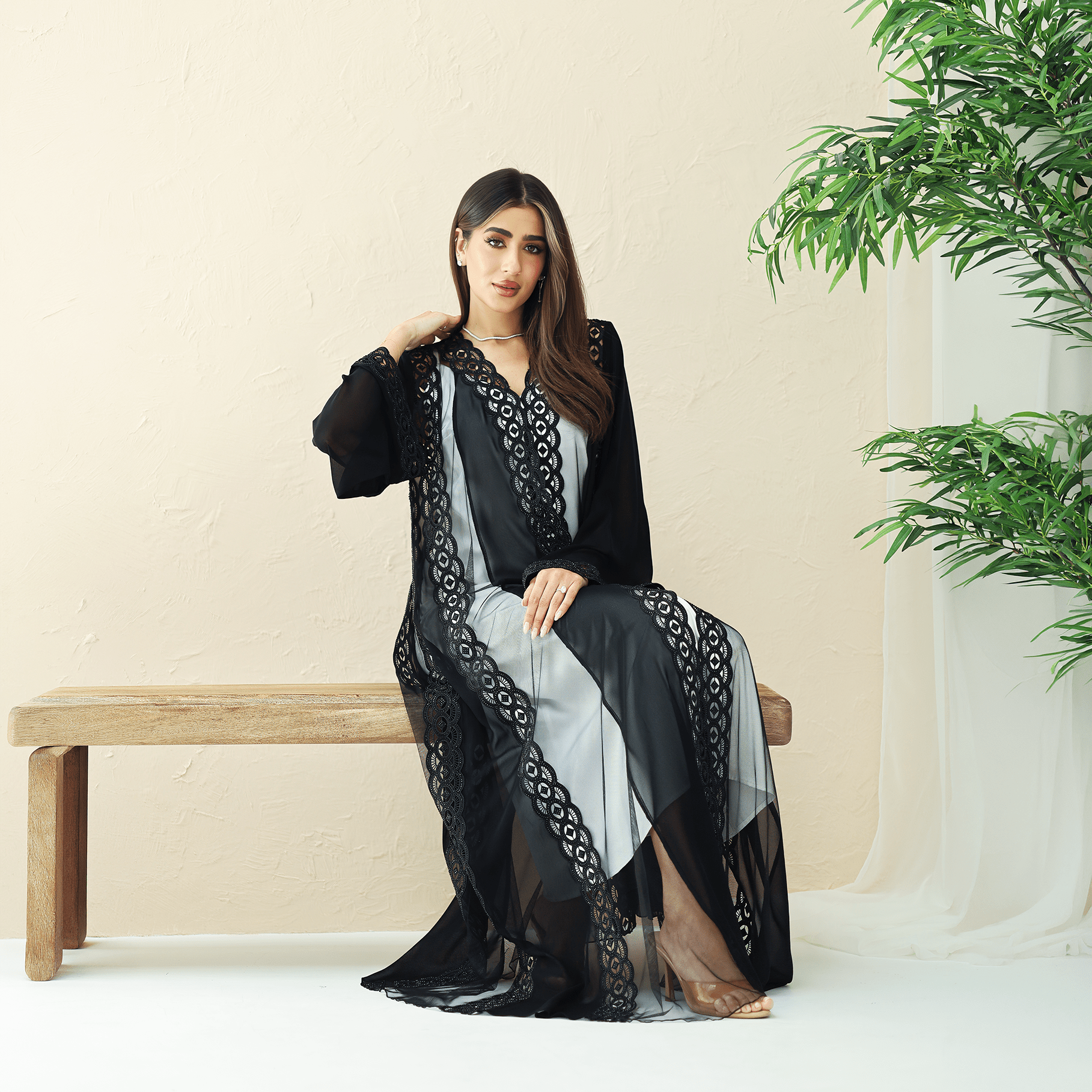 R286 | Stylish Korean Chiffon Party Abaya Abaya for Women UAE – Abaya – Rutba Fashion Abaya