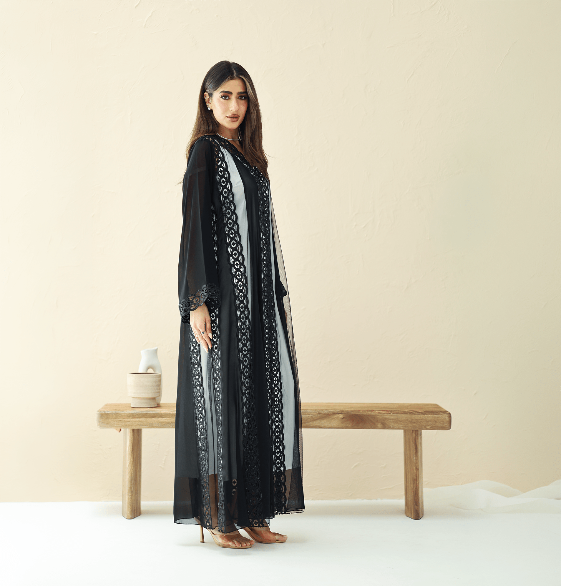 R286 | Stylish Korean Chiffon Party Abaya Abaya for Women UAE – Abaya – Rutba Fashion Abaya