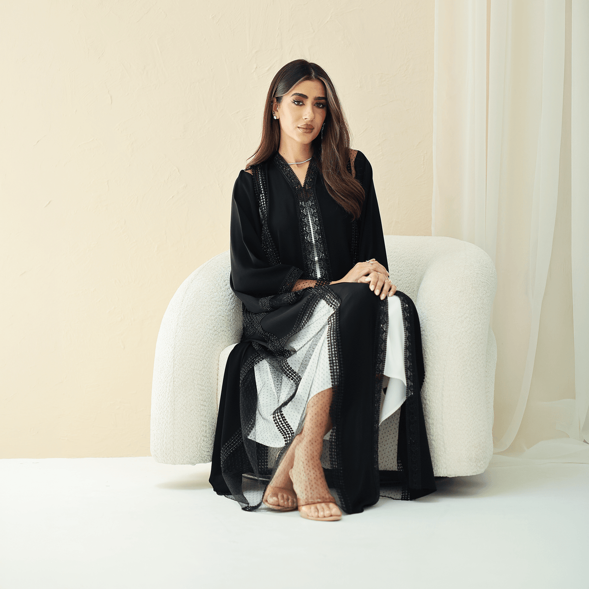 R287 | Premium Korean Nida Diamond Party Abaya Abaya for Women UAE – Abaya – Rutba Fashion Abaya
