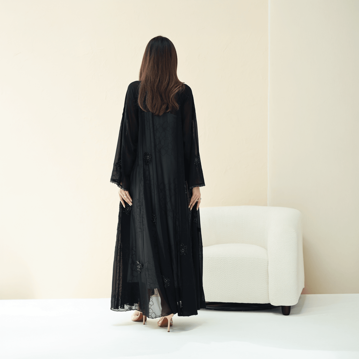 R288 | Elegant Korean Babul Chiffon Abaya Abaya for Women UAE – Abaya – Rutba Fashion Abaya