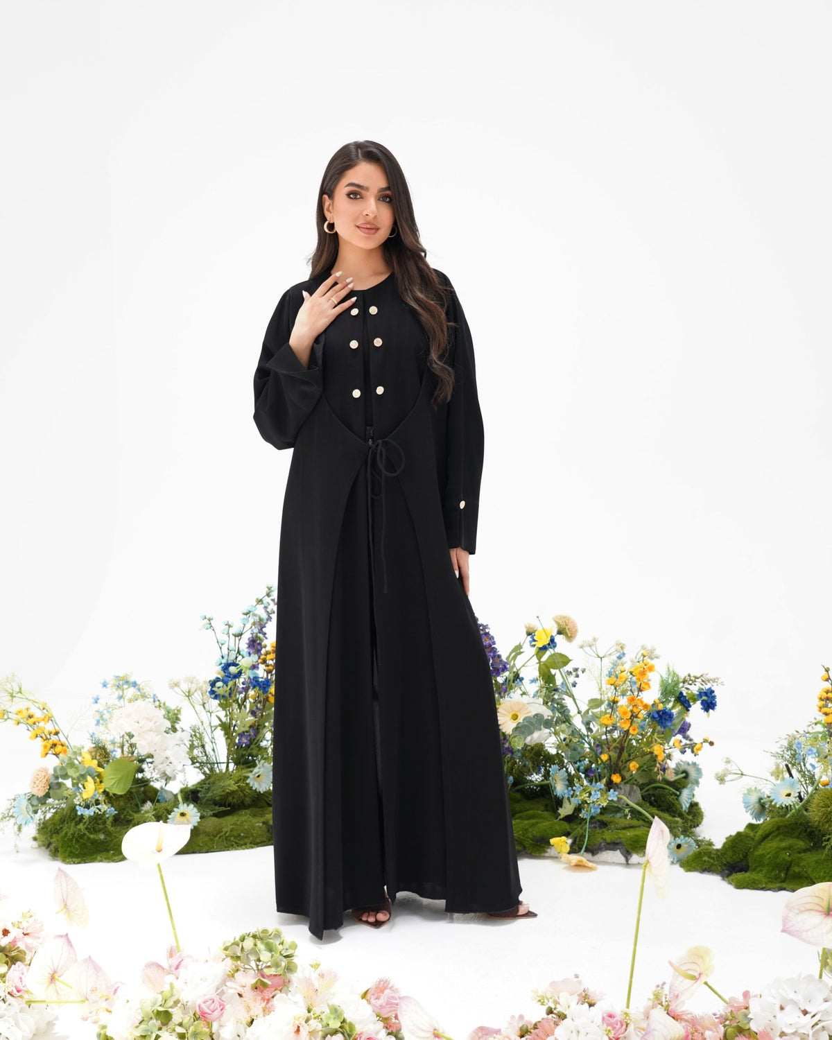 R292 Gulf Fashion Abaya Stone Button Model Abaya for Women UAE – Abaya – Rutba Fashion Abaya
