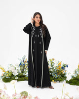 R294 Silver Leaf 🍂 Embroidery Design Black Abaya Abaya for Women UAE – Abaya – Rutba Fashion Abaya
