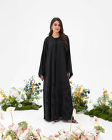 R295 Leaf Embroidery Black classic Abaya Abaya for Women UAE – Abaya – Rutba Fashion Abaya